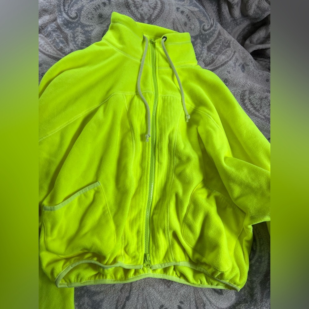 Highlighter yellow Free People movement cropped zip-up
